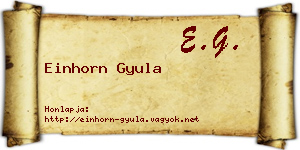 Einhorn Gyula névjegykártya
